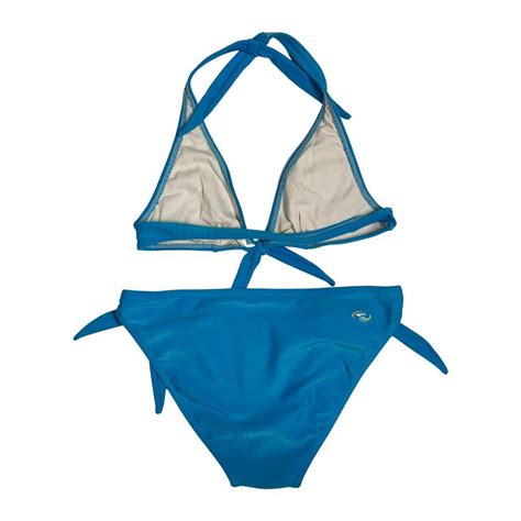 Blue Bikini Set With Yellow Floral Embroidery Depop