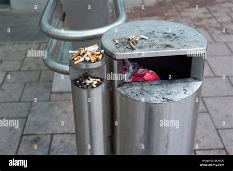 Cigarette Buds On A Trash Can Stock Photo Alamy