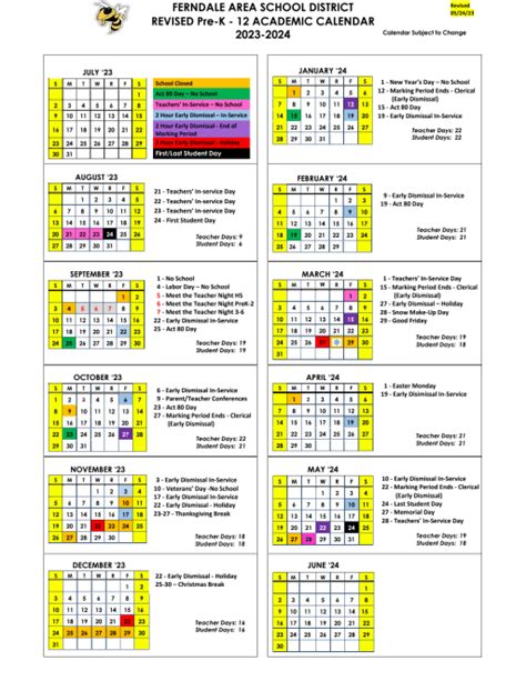 Ferndale Schools 2024 Calendar - Celle Darline