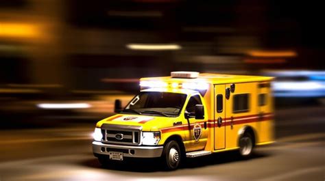 Uma Ambulancia A Em Movimento - Visão de ação de movimento desfocado de uma ambulância respondendo ao ...
