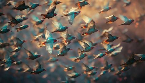 Free Photo | Vibrant colored birds flying freely in nature generated by AI