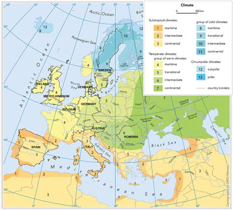 Climate Map Of Europe With Key