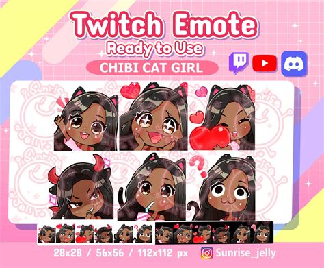 Digital For Twitch And Discord Twitch Emotes Cute Dark Brown Hair