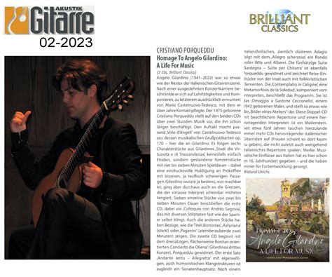 Recensione su Akustik Gitarre per Homage to Angelo Gilardino