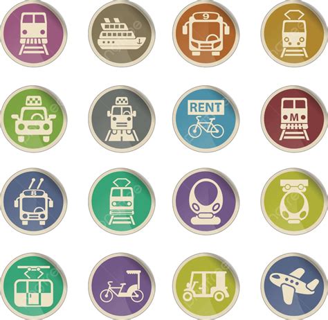 Public Transport Icon Set Color Public Transport Sticker Vector Color