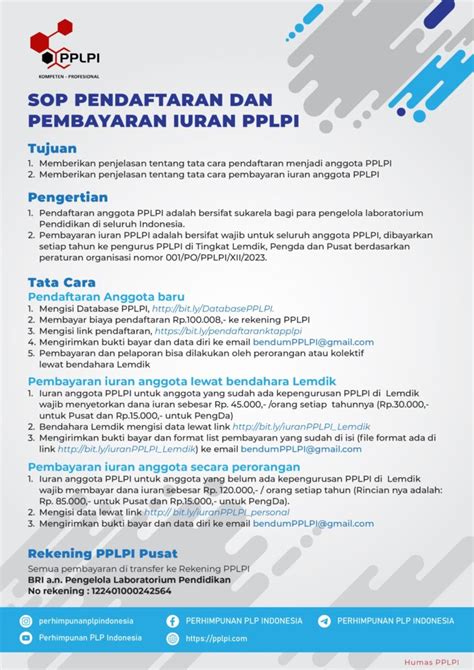 Sop Pendaftaran Dan Pembayaran Iuran Pplpi Pplpi