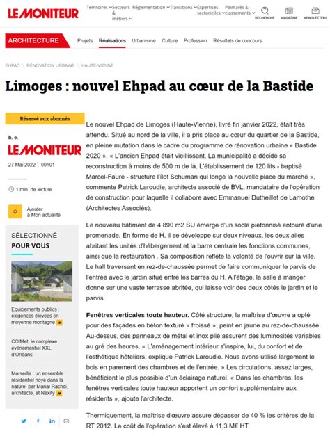 Le Moniteur Nouvel Ehpad Au C Ur De La Bastide Architectes Associ S