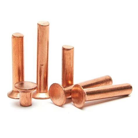 5pcs M6 T2 Copper Countersunk Rivets Flat Head Solid Cuprum Rivet Tap