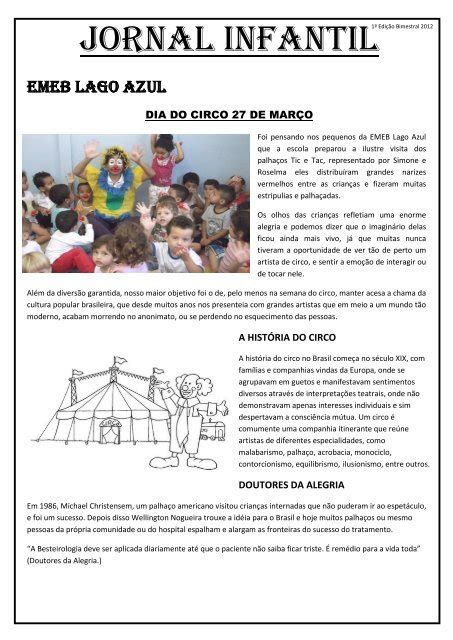 Texto Jornalístico Infantil - Modelo De Jornal Infantil Pdf