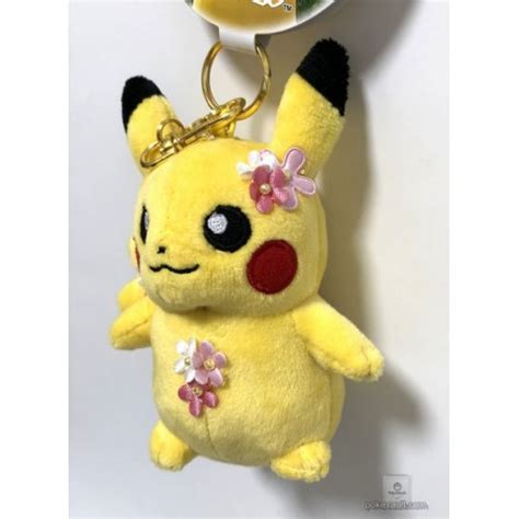 Pokemon Center 2018 Let S Go Pikachu And Eevee Campaign Pikachu Mascot Plush Keychain Flower Version