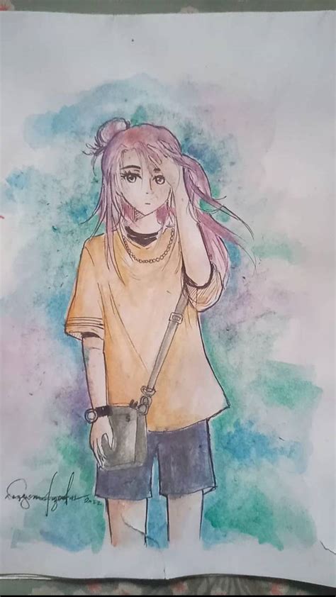 Anime girl in watercolor by rowjtwentyseven on DeviantArt