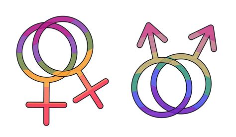 Pride Lgbt Gender Symbols Gay And Lesbian In Rainbow Colors On White Background Supporting Love