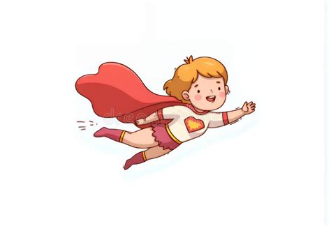 Cheerful Blonde Chibi Superhero Girl Soaring Through White Space A Delightful Korean Cartoon