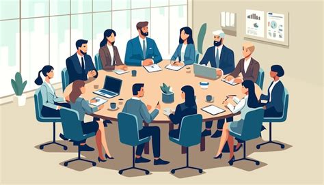 illustration   business team meeting   flat design style