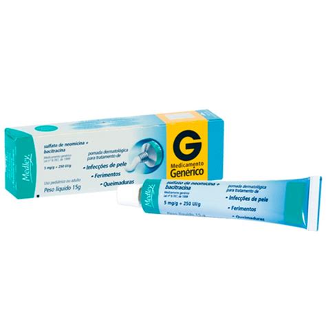 Pomada Com Antibiotico E Antifungico - Sulfato De Neomicina 5Mg + Bacitracina 250Mg Pomada Com 15G Medley ...