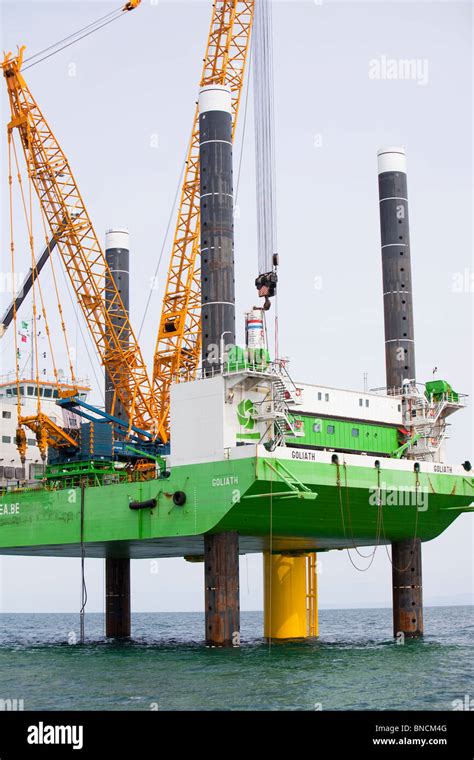 A Jack Up Barge Being Used To Construct The Walney Off Shore Wind Farm