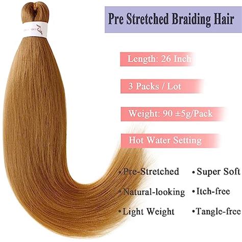Leeven Packs Blonde Pre Stretched Braiding Hair Inch Yaki Braiding Hair Extensions For Box