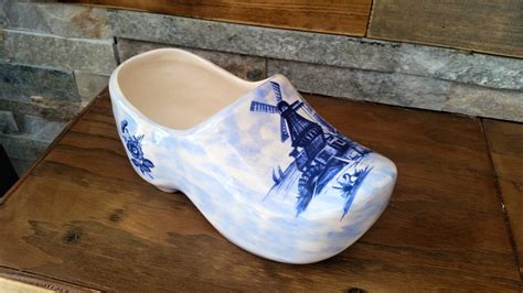 Vintage Large S Dutch Delft Porcelain Clog Etsy Dutch Clogs