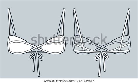 Bikini Top Fashion Flat Technical Drawing Stock Vector Royalty Free Shutterstock