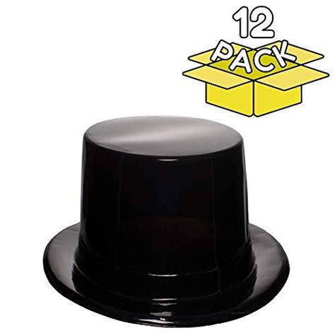 Windy City Novelties 12 Pack Black Plastic Top Hats In Bulk