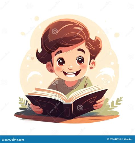 Child Reading Book in Flat Minimalistic Style AI Generated Stock