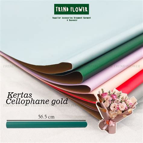 Jual Kertas Cellophane Polos Gold Buket Bunga Kertas Bungkus Bunga