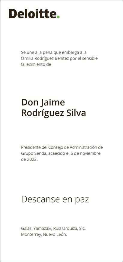 Don Jaime Rodríguez Silva Obituario Esquela