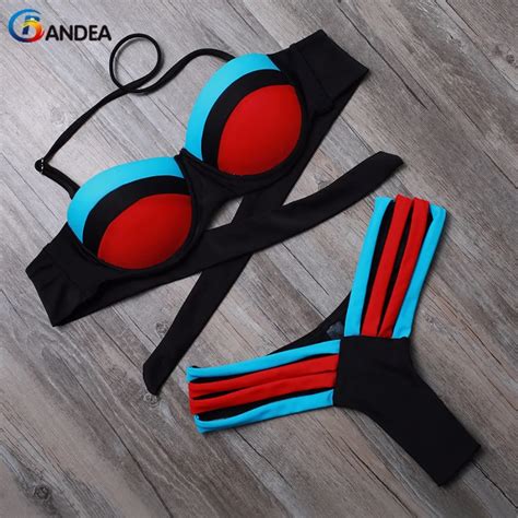 BANDEA Bathing Suit Women Bikini Set For Female Push Up Bikini Top Patchwork Bandeau Cut