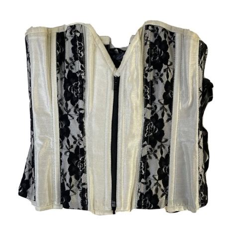 Vintage Intimates Sleepwear Vintage Lace Up Back Lace Corset Bustier Top Lingerie Poshmark