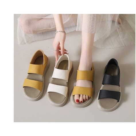 Sandal nữ quai ngang chất liệu da pu mềm thiết kế quai xỏ tiện lợi hot trend Shopee Việt Nam