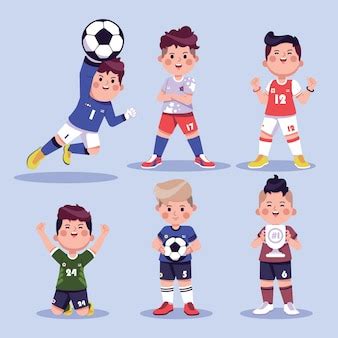 Premium Vector | Football cartoon characters collection