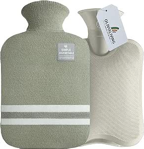 Amazon Olivialiving Hot Water Bottle With Classic Striped Cover L Hot Water Bag For