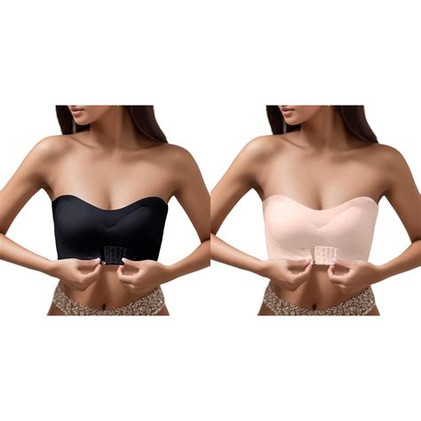 Pack Women Lingerie Strapless Front Buckle Lift Bra Wire Push Up Bandeau Bra Clear Straps For