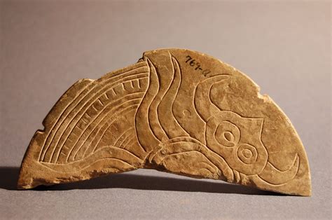 Mississippian Stone Palette Fragment With Incised Spider Design From