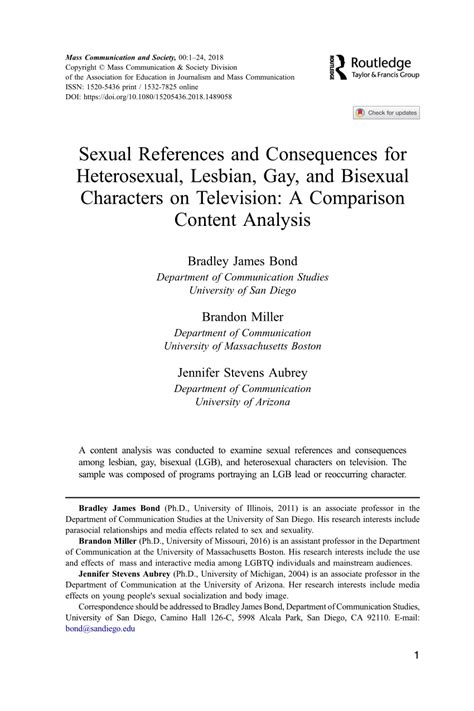 Pdf Sexual References And Consequences For Heterosexual Lesbian Gay And Bisexual Characters
