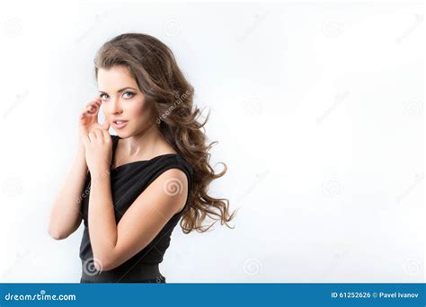Fashion Portrait Of Elegant Woman With Magnificent Hair Brunette Girl Stock Photo Image Of
