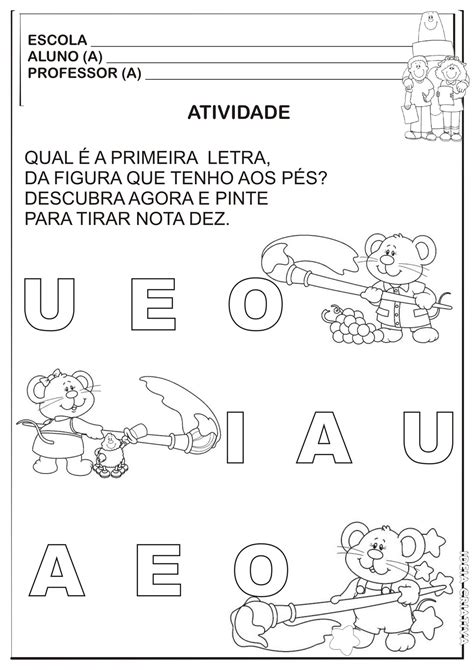 Atividade Vogais Volta às Aulas Ideia Criativa Gi Carvalho Educação Infantil