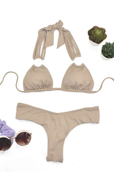 Μαγιό Set Bikini με κρίκους μπεζ Owtwo