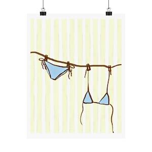 Bikini Summer Poster With Yellow Blue And Brown Etsy