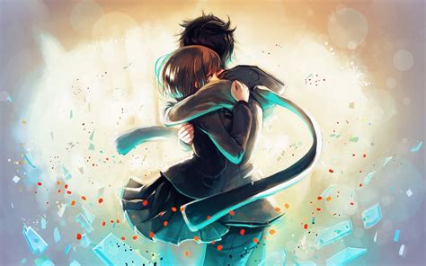 Anime Boy Girl Hug Wallpaper 1680x1050 14671