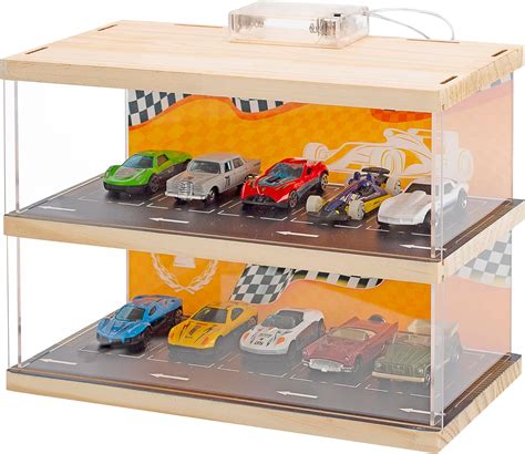164 Hot Wheels Vitrina de acrílico de 2 niveles Modelo de estacionamiento Hot Wheels