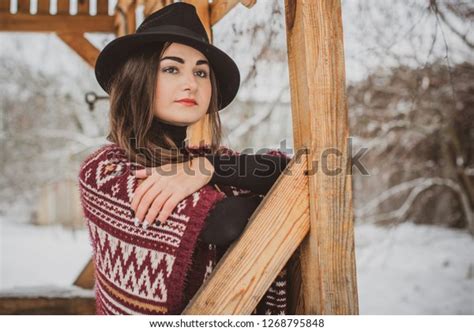 Stylish Latina Hipster Girl Modern Native Stock Photo