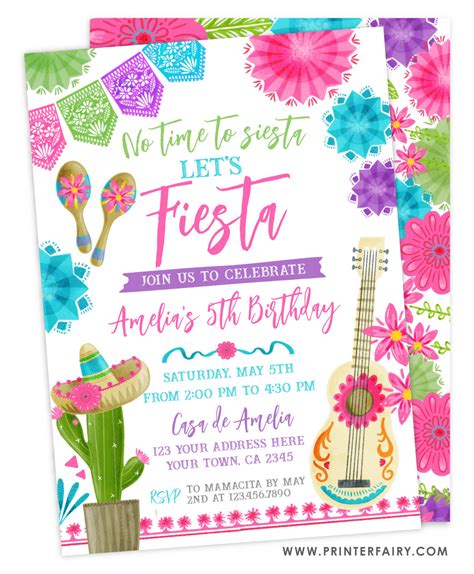 Fiesta Birthday Party Invitation | PrinterFairy