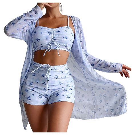 Wreesh Womens Piece Swimsuits Board Shorts Bikini Set With Kimono Beach Cover Ups Printed