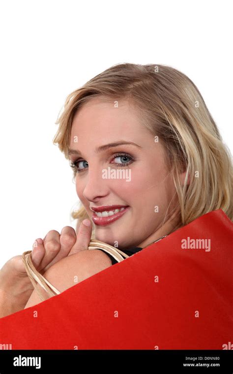 Close Up Portrait Of Ravishing Blonde Holding Shopping Bags Stock Photo Alamy