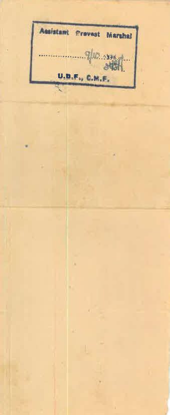 Lt D W Gay S War Effort Offical Stamp On Leave Pass