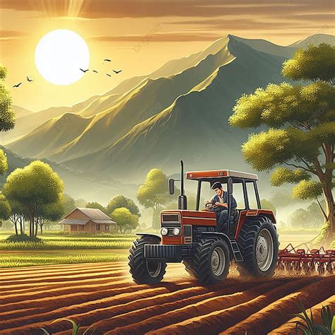 Farmer With Tractor Background Farmer Man Farmer Tractor Agricultural