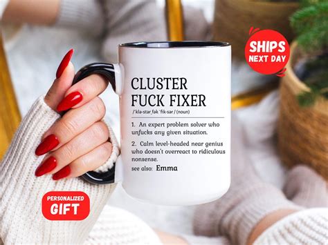 Personalized Cluster Fuck Fixer Coffee Mug Custom Definition Coffee Cup For Boss Gift Co Worker