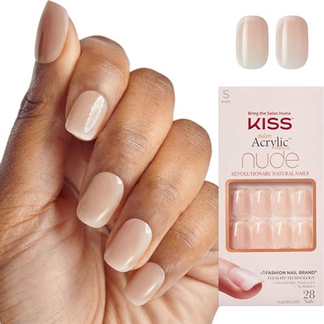 Amazon KISS Salon Acrylic French Manicure Set Leilani Medium Length Nude Square Press
