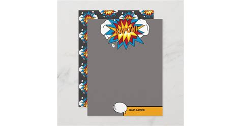 Modern Colorful Comic Book Kapow Pop Art Note Card Zazzle